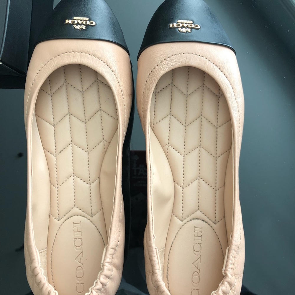 Brand new Coach Bonnie LTR ballet nude pink/ black 6.5